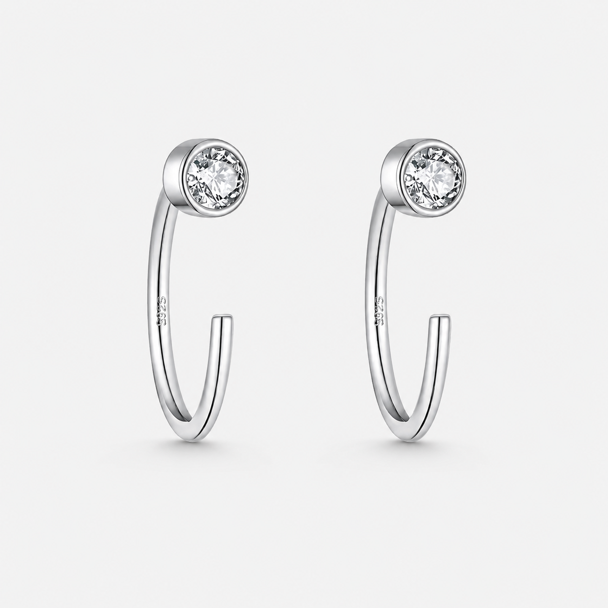 Crystal Halo Half Hoops 925 sølv 8,5 mm