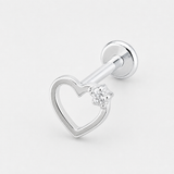 Crystal Heart Outline Labret sølvfarvet