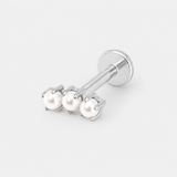 Pearl Trio Labret sølvfarvet