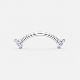 Twin Gem Curved Barbell stav sølvfarvet 12 mm