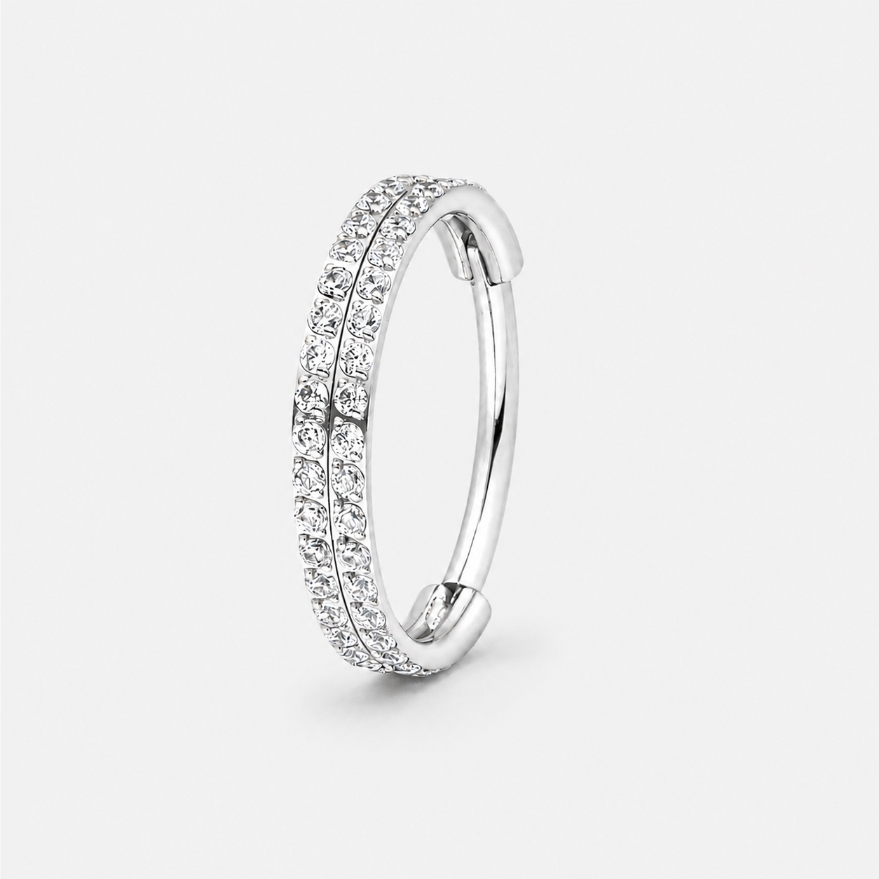 Double Crystal Pavé Ring sølvfarvet 10 mm