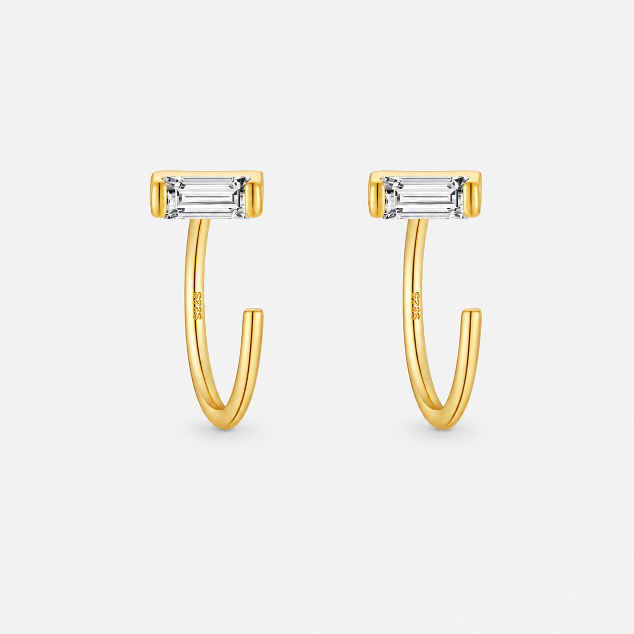 Baguette Glow Hoops Guldbelagt 925 sølv 8,5 mm
