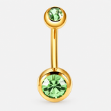 Clarisse Bezel Green CZ 5/8 mm Navlepiercing guldfarvet