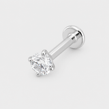 Solitaire Push-in 4 mm Labret sølvfarvet
