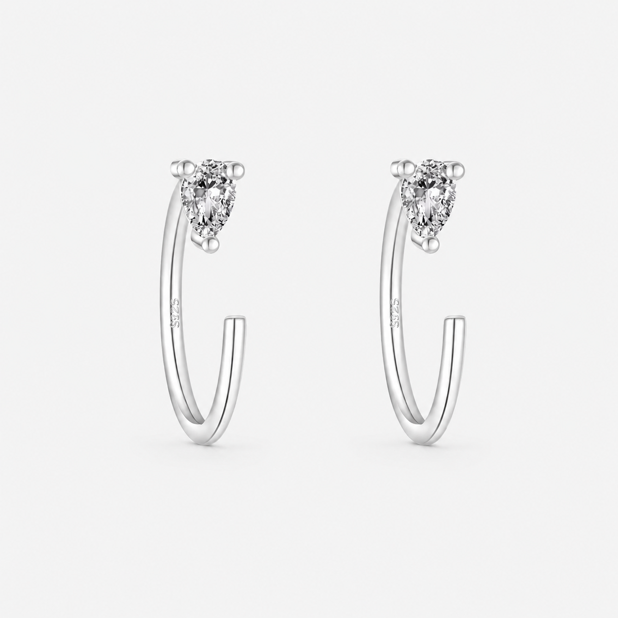Crystal Drop Half Hoops 925 sølv 8,5 mm