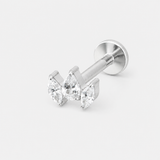 Crystal Tri Labret sølvfarvet