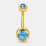 Clarisse Bezel Aqua CZ 5/8 mm Navlepiercing guldfarvet