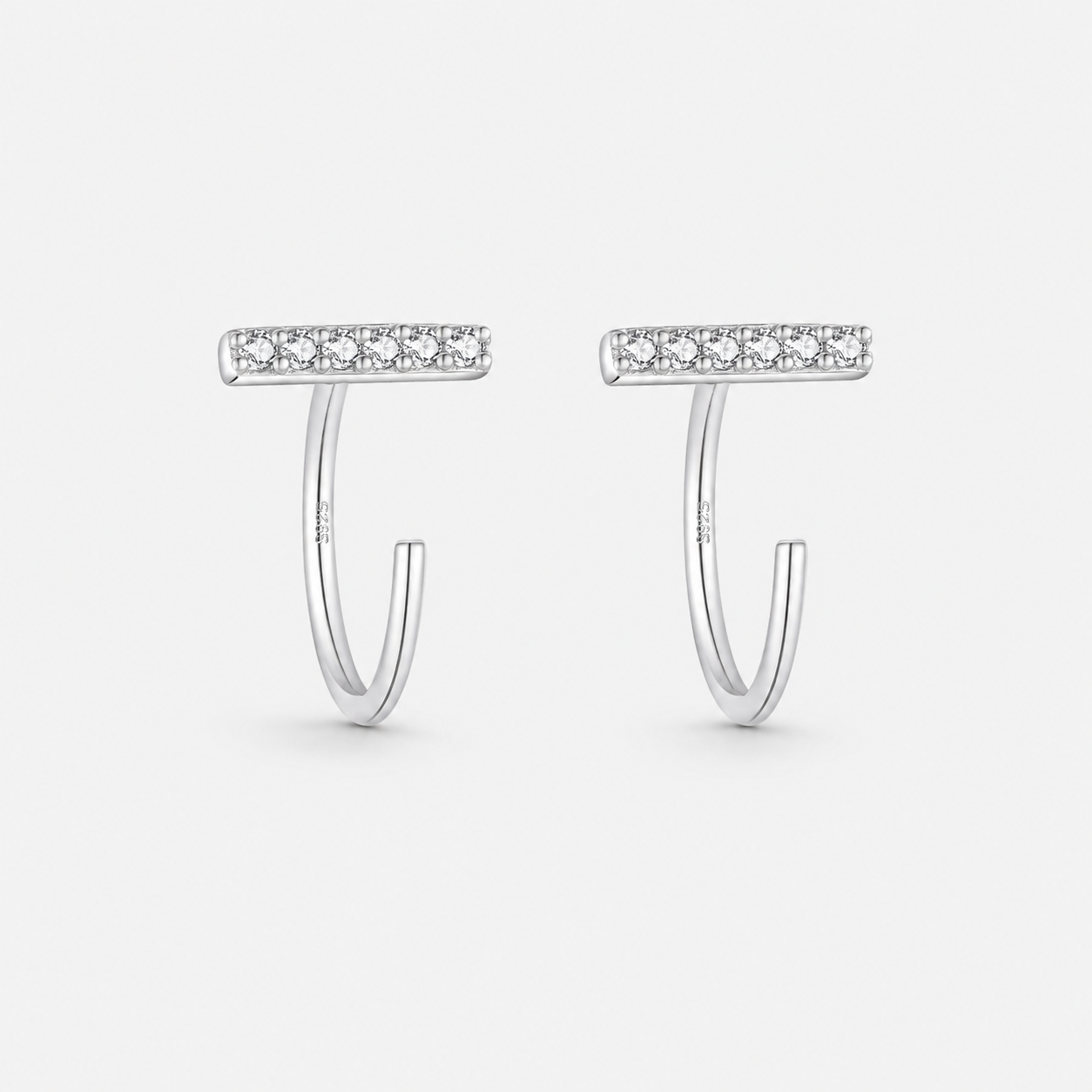 Crystal Line Half Hoops 925 sølv 8,5 mm