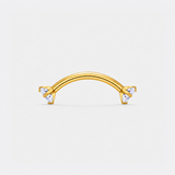Twin Gem Curved Barbell stav guldfarvet 10 mm