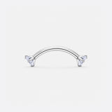 Twin Gem Curved Barbell stav sølvfarvet 10 mm