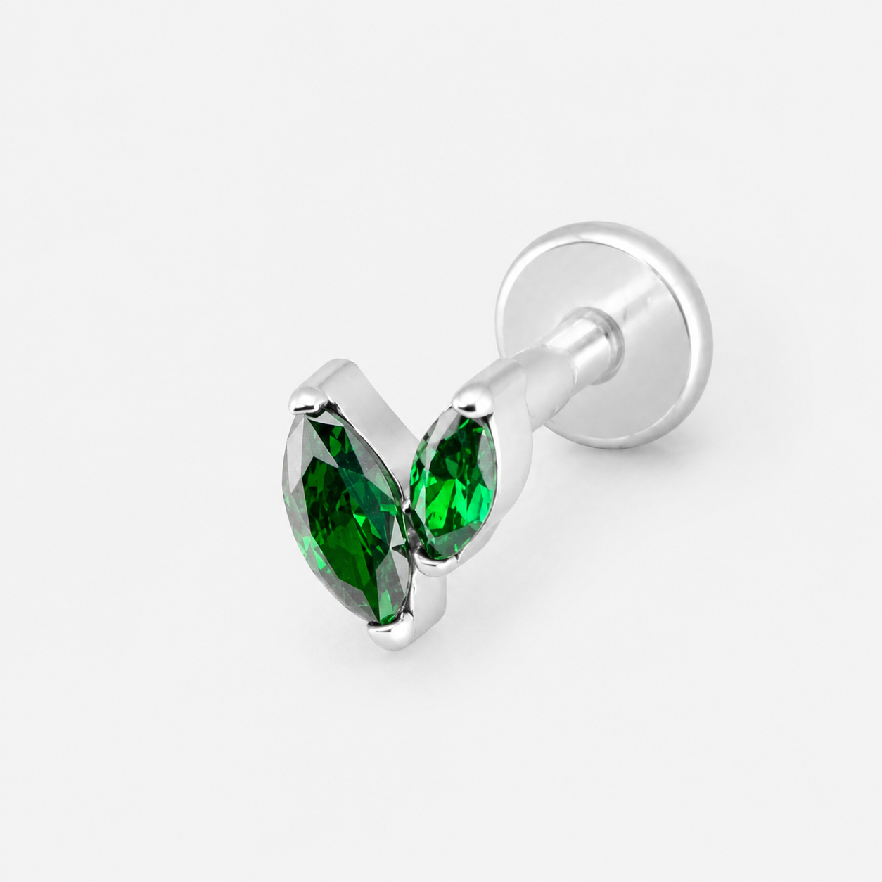 Emerald Twin Leaf Labret sølvfarvet