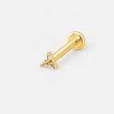 Crystal Trio Push-in 2,5 mm Labret guldfarvet