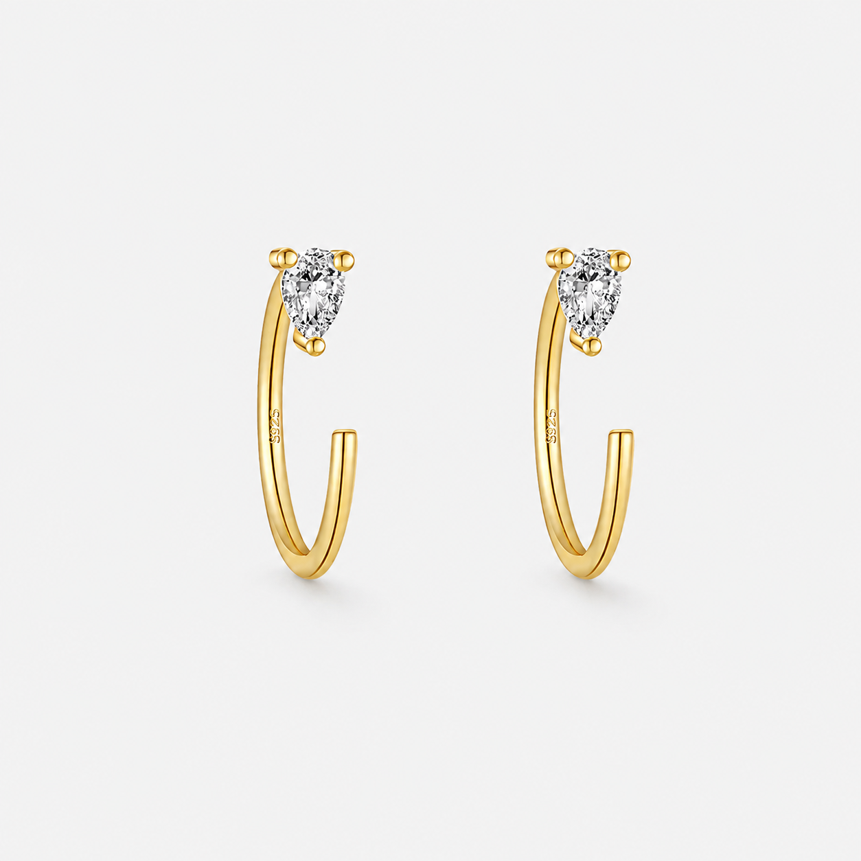 Crystal Drop Hoops Guldbelagt 925 sølv 8,5 mm