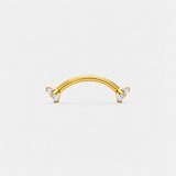 Twin Gem Curved Barbell stav guldfarvet 8 mm