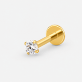 Crystal Prong Push-in Labret guldfarvet
