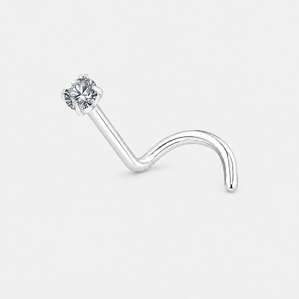 Crystal Curved næseskrue 2 mm sølvfarvet