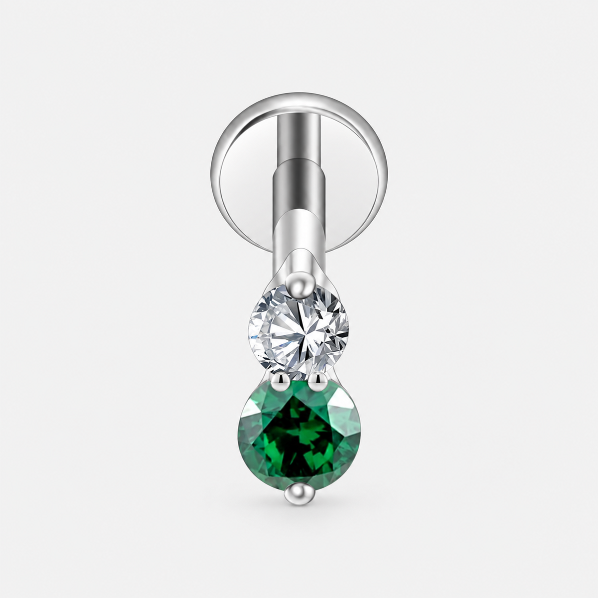 Elara Emerald Spark Labret sølvfarvet