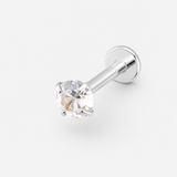 Classic Solitaire Labret 4 mm sølvfarvet