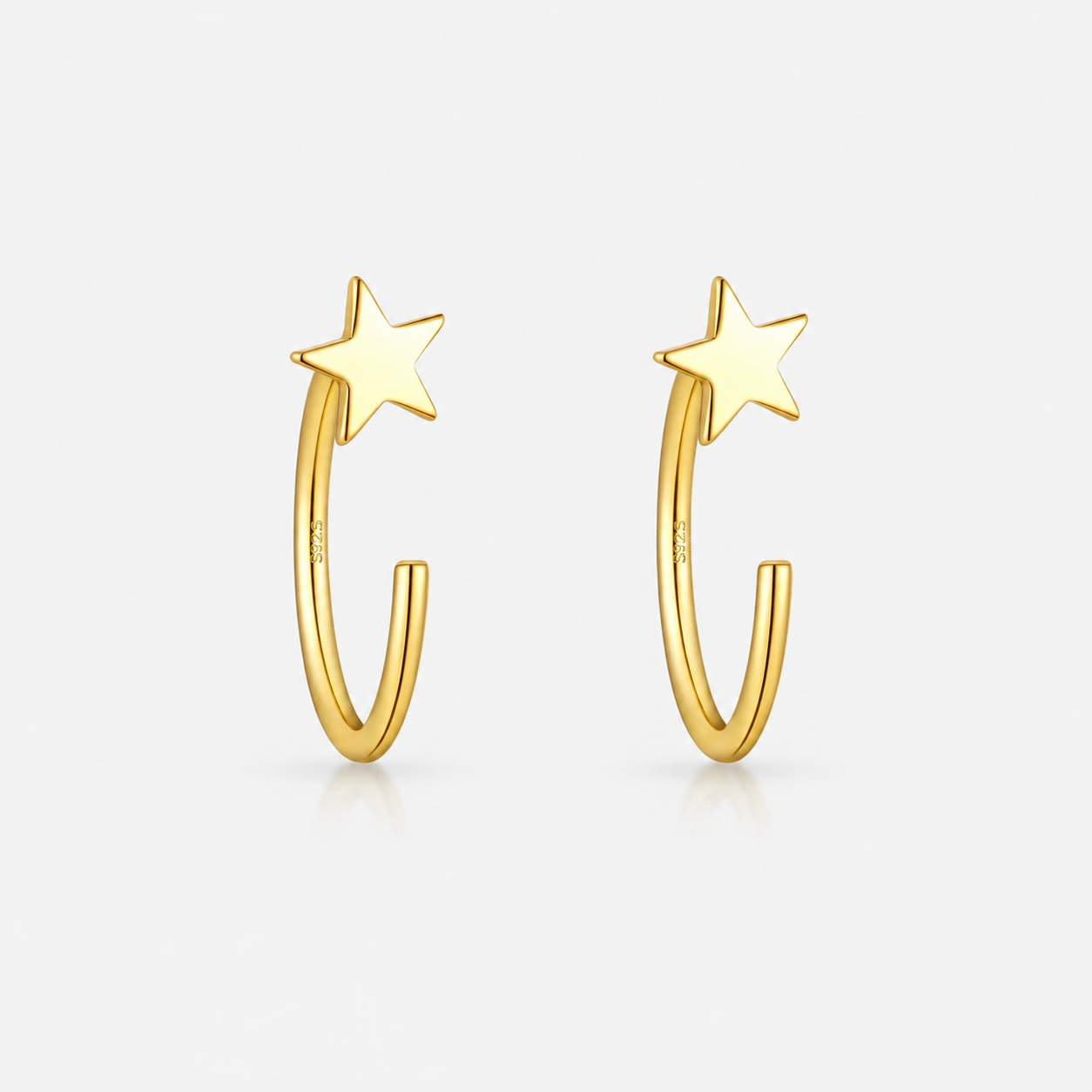 Star Half Hoops Guldbelagt 925 sølv 8,5 mm