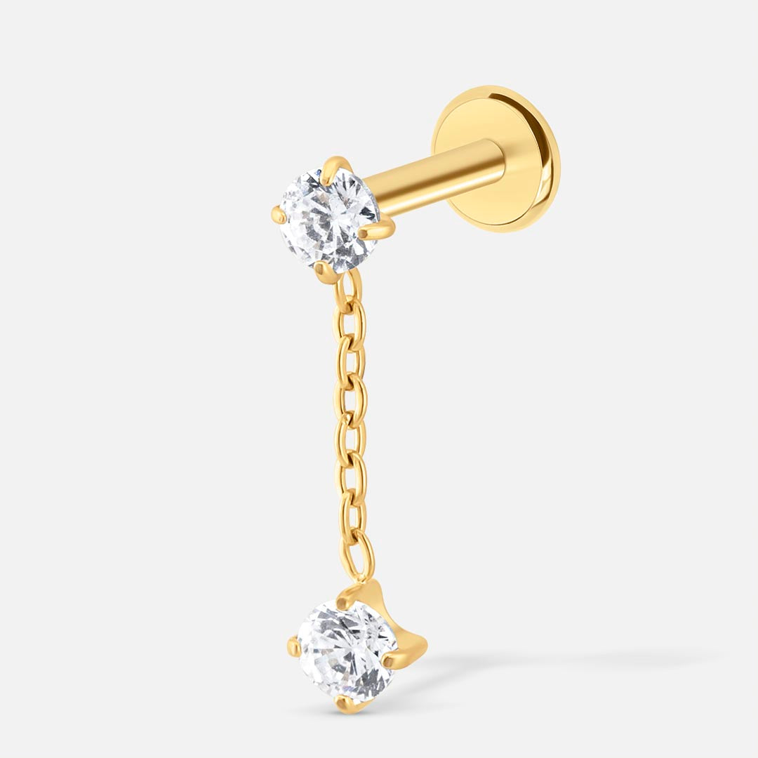 Crystal Dream Chain Push-In Labret guldfarvet