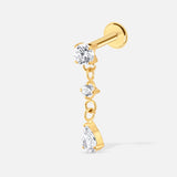 Crystal Drop Chain Labret guldfarvet