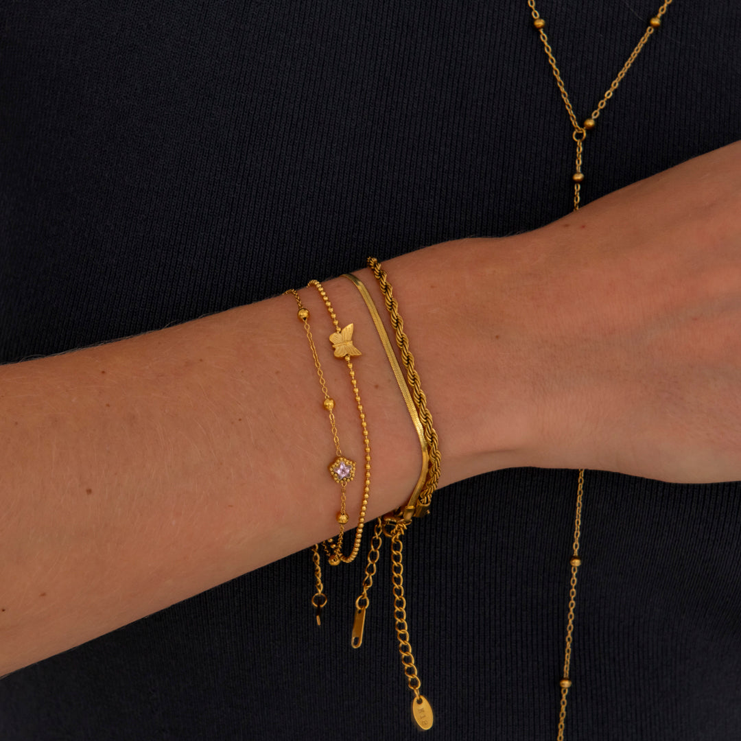 Butterfly Charm Armbånd 18K Guldbelagt