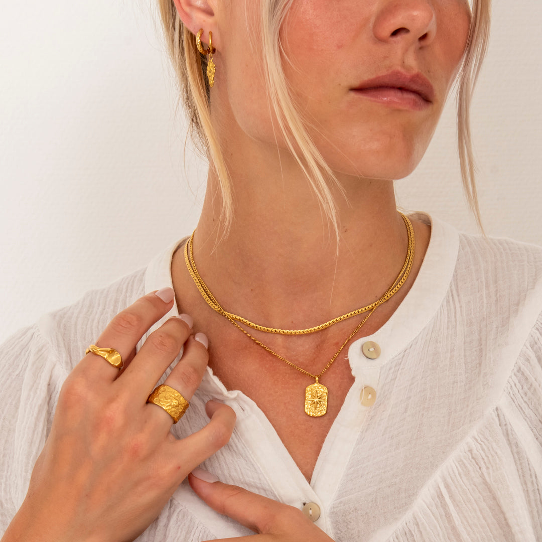 Classic Hamret Hoops 18K Guldbelagt 10 mm