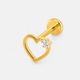 Crystal Heart Outline Labret guldfarvet