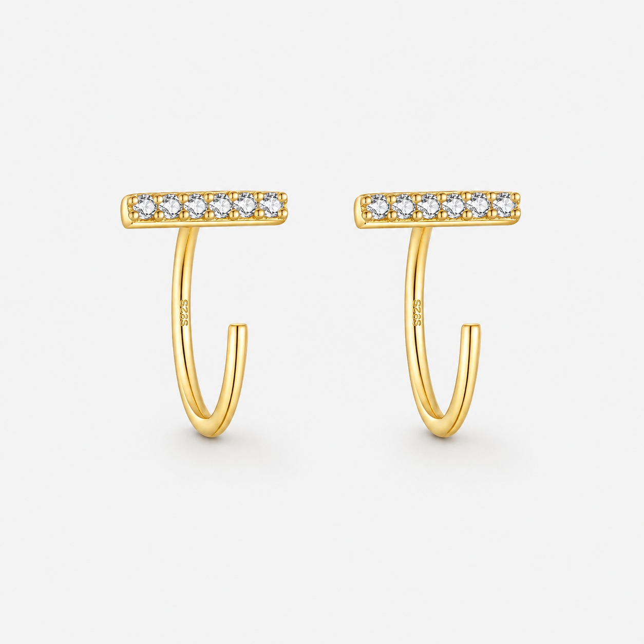 Crystal Line Hoops Guldbelagt 925 sølv 8,5 mm