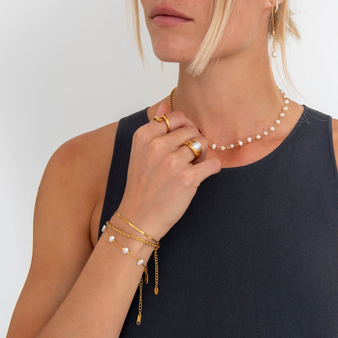 Amara Pearl Armbånd 18K Guldbelagt - BY CARA