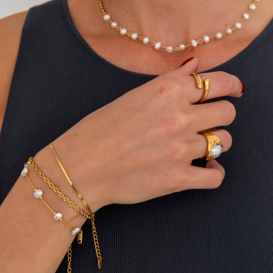 Amara Pearl Armbånd 18K Guldbelagt - BY CARA