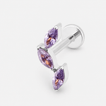 Amethyst Trio Leaf Labret silver-coloured