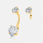 Amora Heart CZ 5/8 mm Navlepiercing guldfarvet - BY CARA