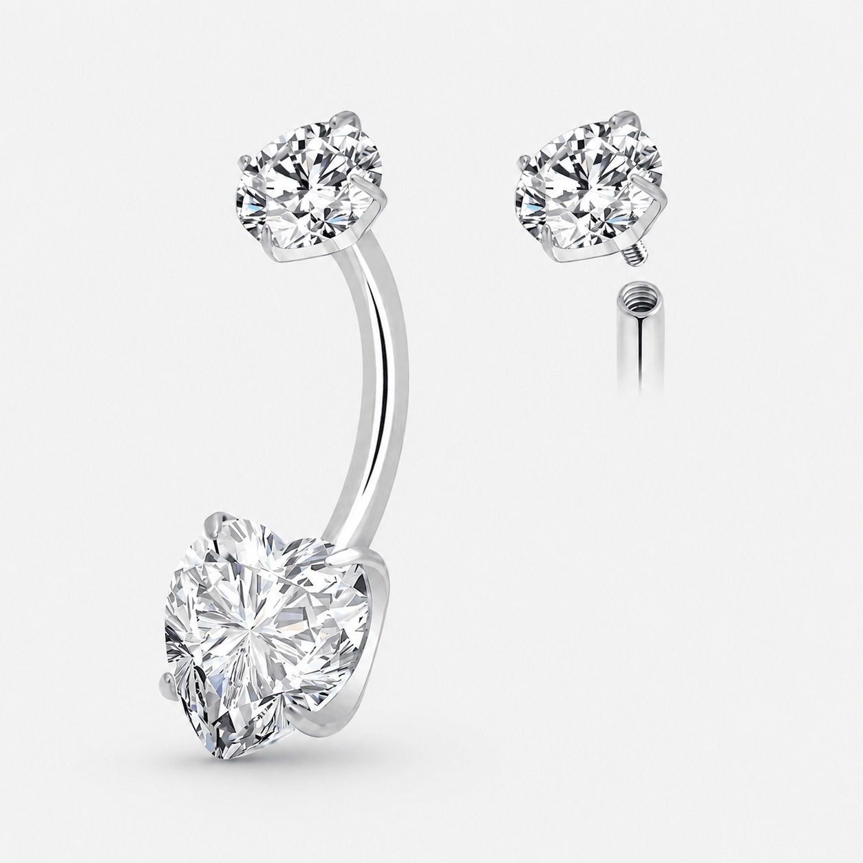 Amora Heart CZ 5/8 mm Navlepiercing sølvfarvet - BY CARA