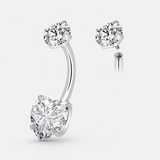 Amora Heart CZ 5/8 mm Navlepiercing sølvfarvet