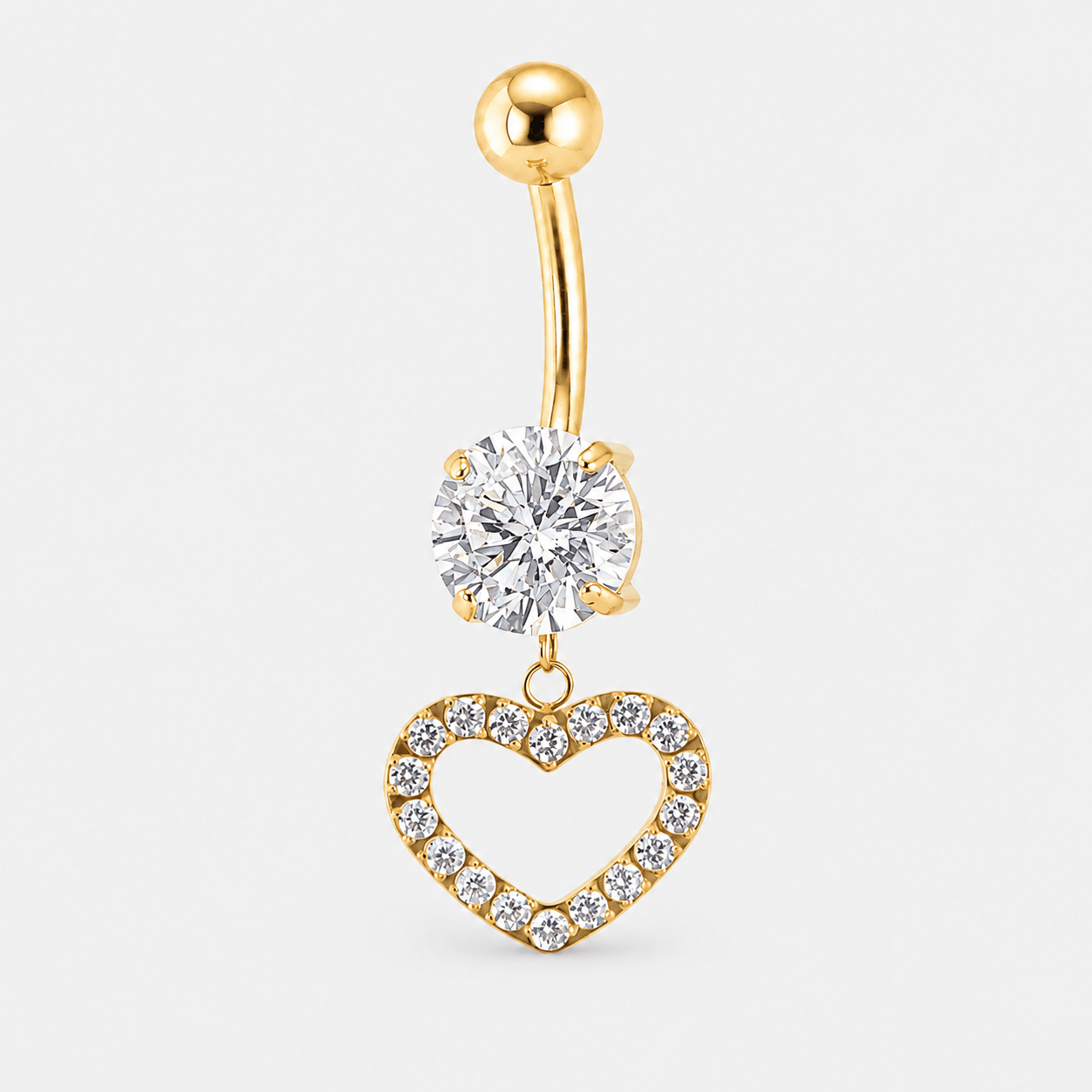 Amora Heart CZ Navlepiercing guldfarvet - BY CARA