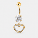 Amora Heart CZ Navlepiercing guldfarvet