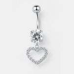 Amora Heart CZ Navlepiercing sølvfarvet - BY CARA