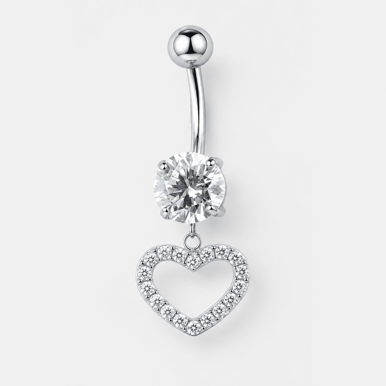 Amora Heart CZ Navlepiercing sølvfarvet - BY CARA
