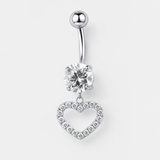 Amora Heart CZ Navlepiercing sølvfarvet