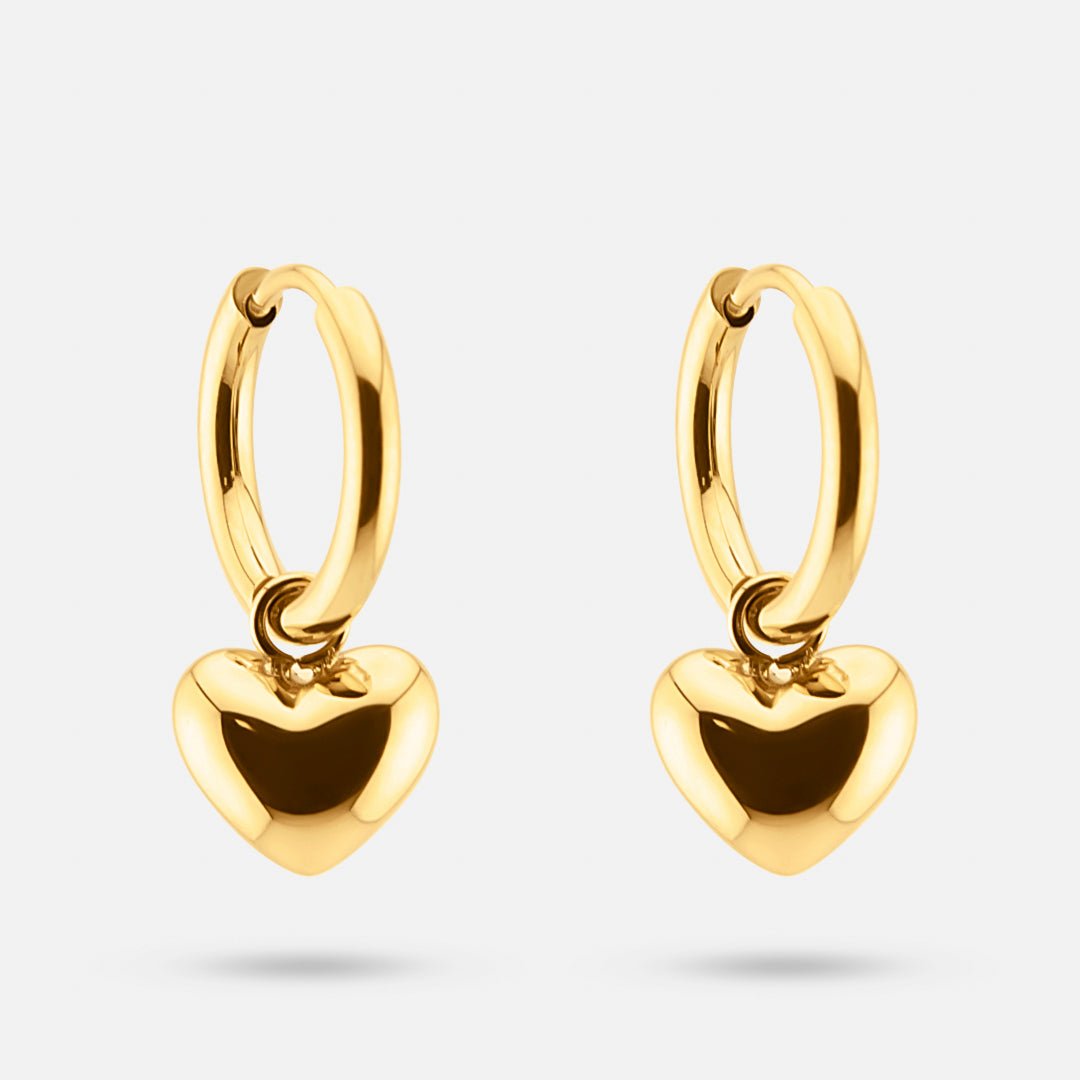 Amora Heart Hoops 18K Guldbelagt - BY CARA