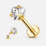 Amore Heart Labret 3 mm guldfarvet