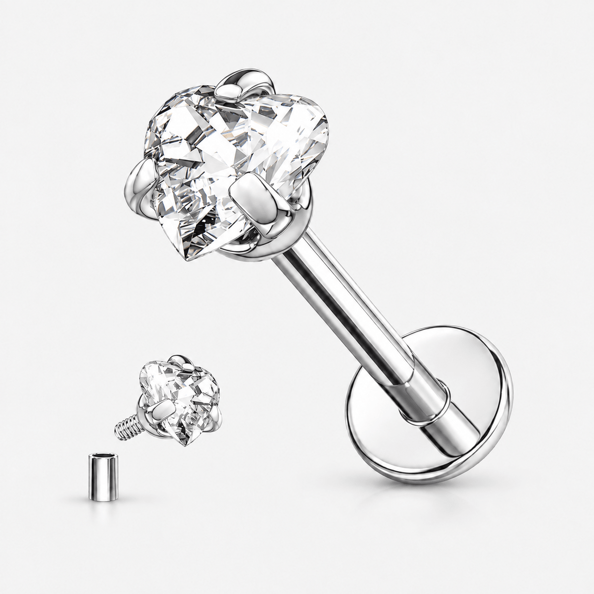 Amore Heart Labret 3 mm sølvfarvet - BY CARA