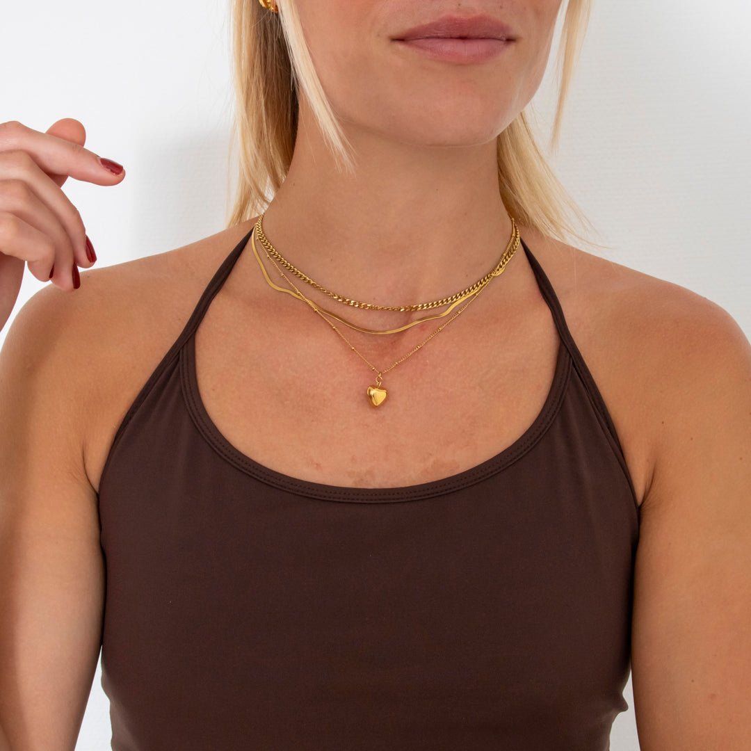 Amour Heart Halskæde 18K Guldbelagt - BY CARA