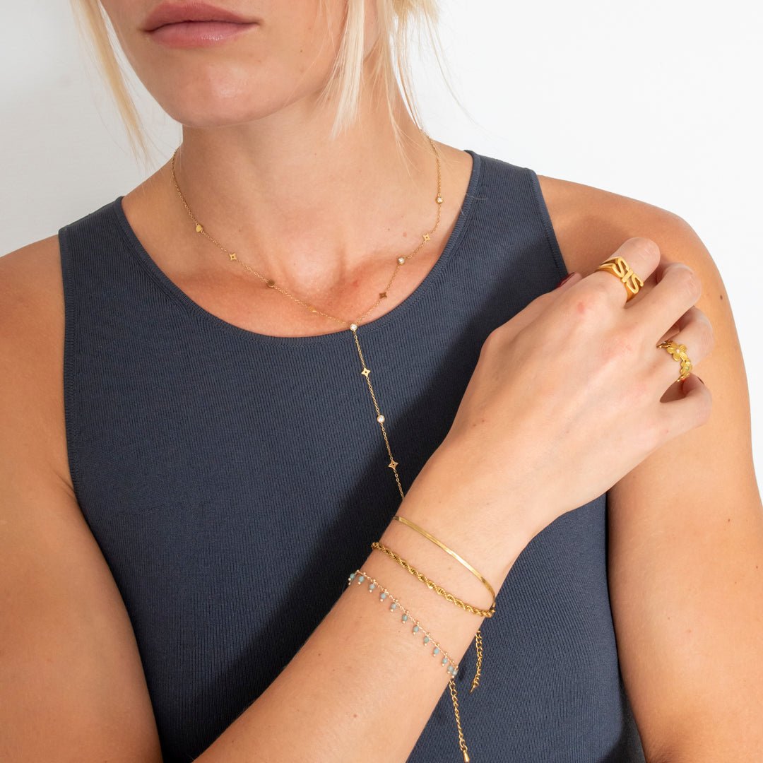 Aqua Dots Armbånd 18K Guldbelagt - BY CARA