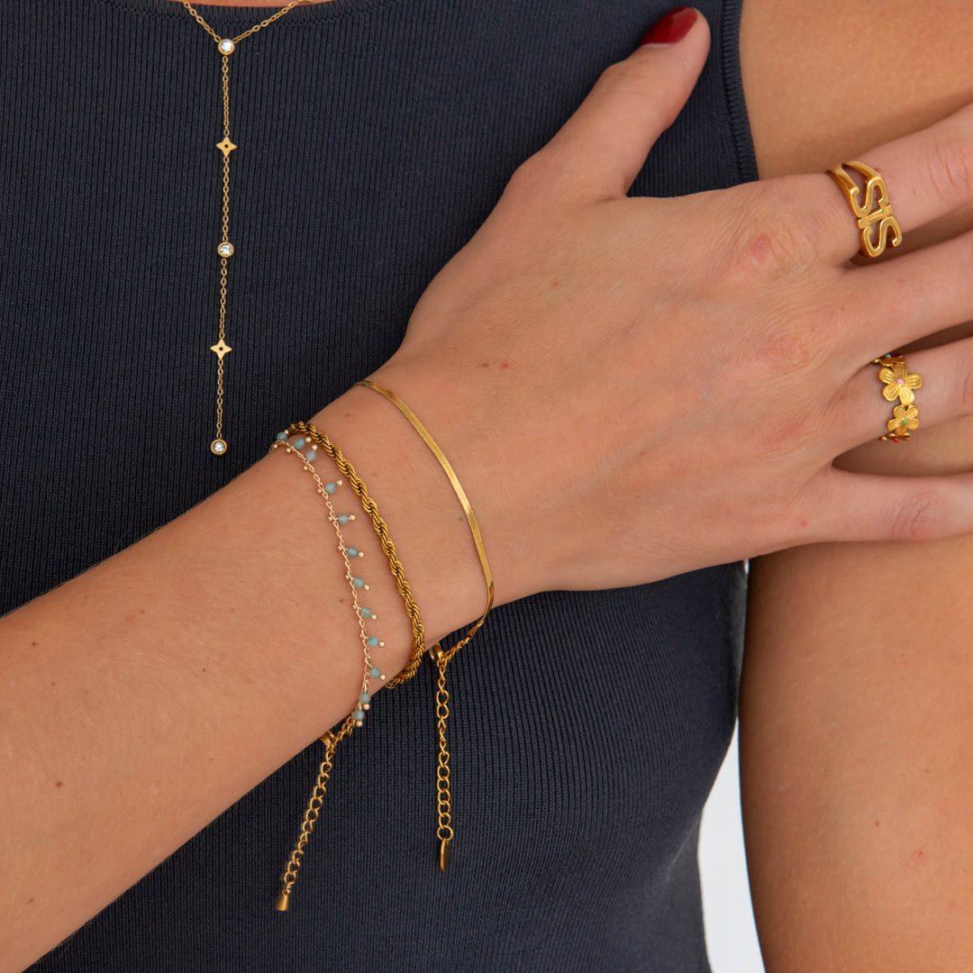 Aqua Dots Armbånd 18K Guldbelagt - BY CARA