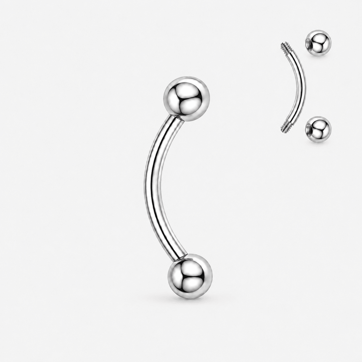 Arc Curved Barbell stav sølvfarvet - BY CARA