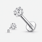 Astra Princess Cut Labret 3 mm sølvfarvet - BY CARA