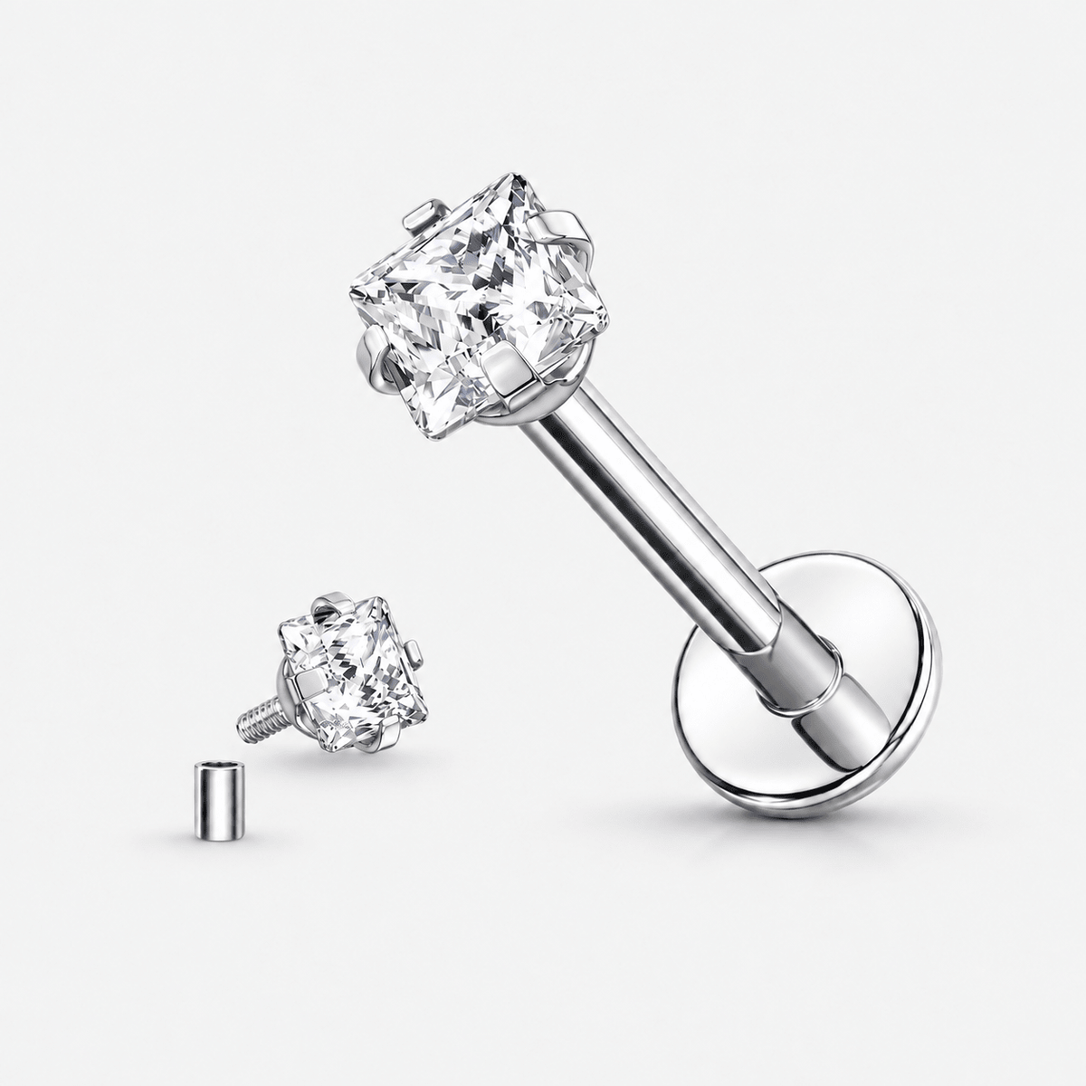 Astra Princess Cut Labret 3 mm sølvfarvet - BY CARA