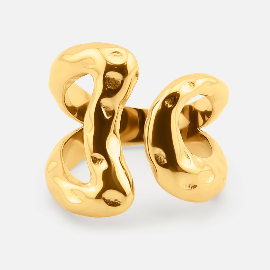 Aurelia Sculpt Justerbar Ring 18K Guldbelagt - BY CARA